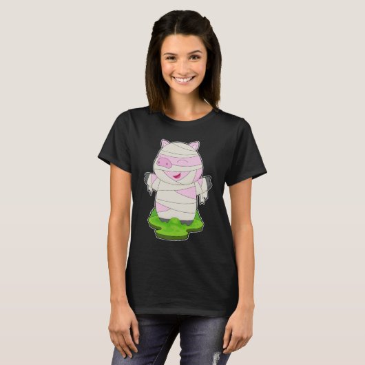 Pig Halloween Mummy T-shirt (Voorkant volledig)