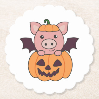 Pig Halloween Pumpkin Bat Costume Kartonnen Onderzetters