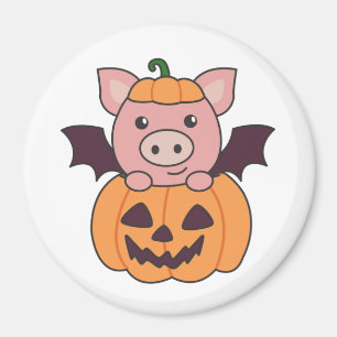 Pig Halloween Pumpkin Bat Costume Magneet