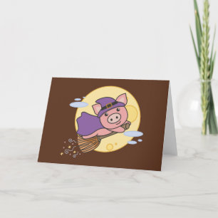 Pig Halloween Witch Kinder Witches Costume Feestdagen Kaart