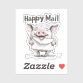 Pig, Happy Mail, Sticker (Vel)