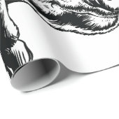 Pig Head Farm Animal Drawing in Black White Cadeaupapier (Rol Hoek)