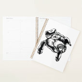 Pig Head Farm Animal Drawing in Black White Planner