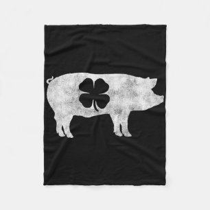 Pig Hog BBQ Meat Gift St. Patrick's Day Shamrock I Fleece Deken