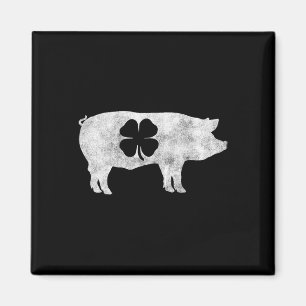 Pig Hog BBQ Meat Gift St. Patrick's Day Shamrock I Magneet