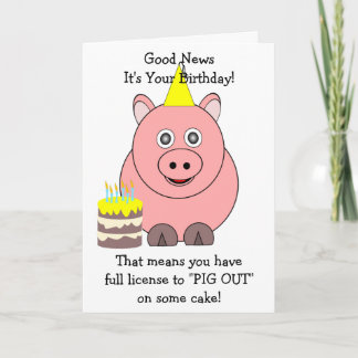 Pig Humoureuze Birthday Kaart