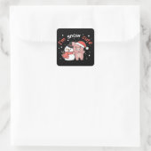 Pig I'm Snow Cute Snowman Snow Pun Square Sticker (Tas)