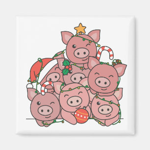 Pig kerstboom Funny Animal Kerstmis Magnet Magneet