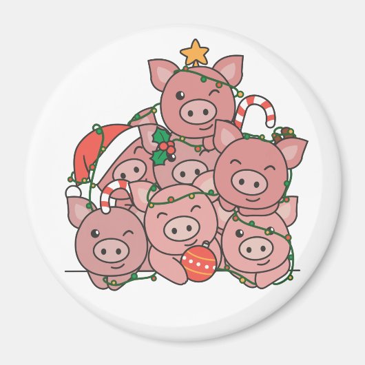 Pig kerstboom Funny Animal Kerstmis Magnet Magneet (Voorkant)