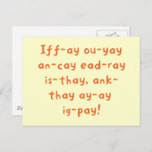 Pig Latin Briefkaart (Voorkant / Achterkant)