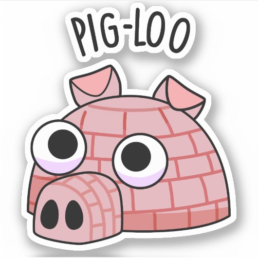 Pig-loo Funny Igloo Pun Sticker (Voorkant)