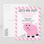 Pig out Birthday Party Postcard Invitation (Devant / Derrière)