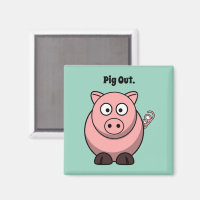 Pig Out Roze Varken Cartoon, Grappig BBQ Hog Desig