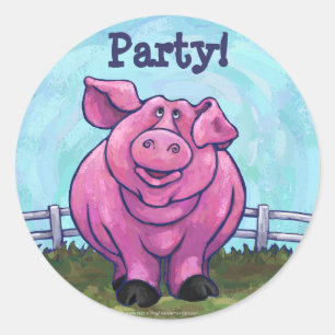 Pig Party Center Ronde Sticker