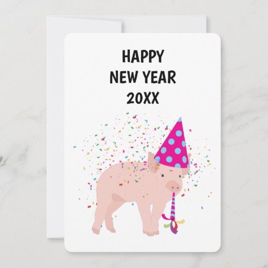 Pig Partys - Animaux Fêtes Carte de Nouvel An (Devant)