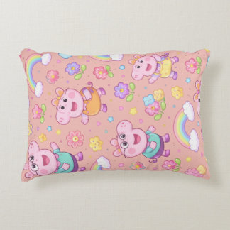 Pig Pattern Throw Pillow | Kawaii Cartoon Animal  Accent Kussen