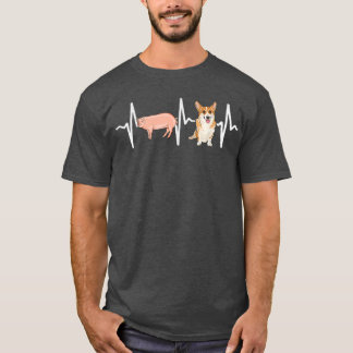 Pig Pembroke Welsh Corgi Heartbeat Hondenliefhebbe T-shirt