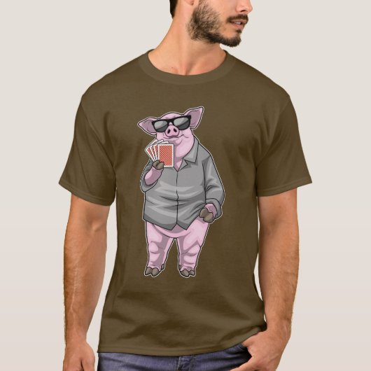 Pig Poker kaarten T-shirt (Voorkant)