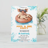 Pig Pool and bbq Party Invitation (Debout devant)