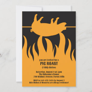 Pig Roast BBQ Flat Invitation Kaart