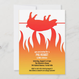 Pig Roast BBQ Flat Invitation Kaart