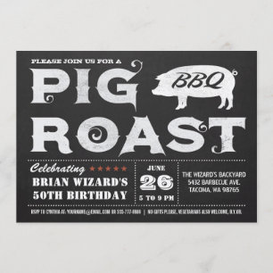Pig Roast BBQ Uitnodigingen Chalkboard