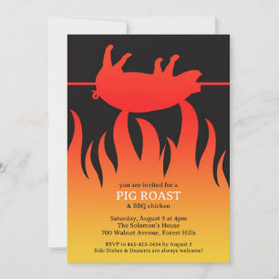 Pig Roast Flame BBQ Platte Uitnodiging