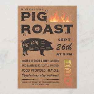 Pig Roast Invitations BBQ Butcher Paper Kaart