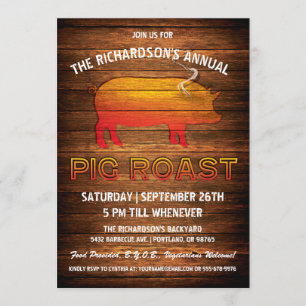 Pig Roast Invitations   Houtbranding Kaart
