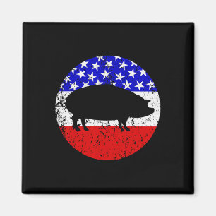 Pig Roast Retro Style BBQ Cookout Amerikaanse vlag Magneet
