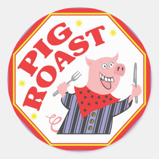 Pig Roast Ronde Sticker (Voorkant)