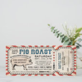 Pig Roast Ticket Uitnodigingen met Raffle Ticket v (Staand voorkant)