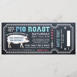 Pig Roast Ticket-uitnodigingen met Raffle Ticket v Kaart