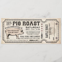 Pig Roast Ticket-uitnodigingen met Raffle Ticket v