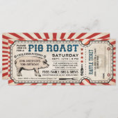 Pig Roast Uitnodigingen met Raffle Ticket (Voorkant / Achterkant)