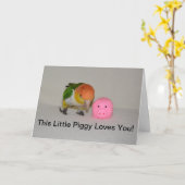 Pig rose et perroquet caïque Bonne carte d'anniver (Fleur jaune)