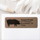 Pig Silhouet Rustieke retour adreslabels Etiket (Insitu)
