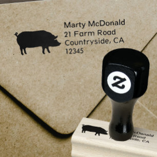 Pig Silhouette Return-adres Rubberstempel