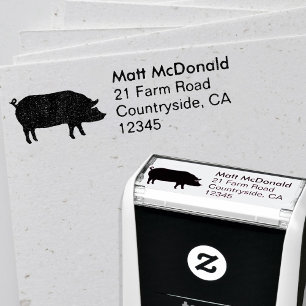 Pig Silhouette Return-adres Zelfinktende Stempel