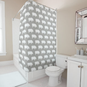 Pig Silhouettes Pattern Douchegordijn
