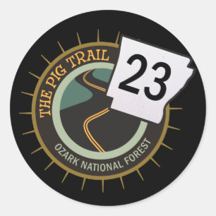 Pig Trail Highway 23 Arkansas Motorcycle Road Ronde Sticker