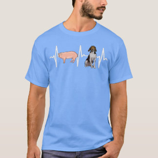 Pig Treeing Walker Coonhound Heartbeat Hondenliefh T-shirt