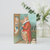 Pig Tying Zijne Cravat Briefkaart (Staand voorkant)