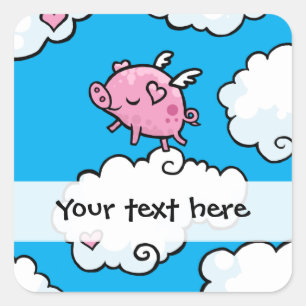 Pig volant danse sur nuages autocollant personnali