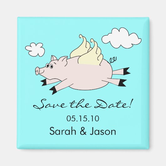 Pig volant Enregistrer la date Magnet Blue (Devant)