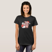 Pig With Snowman In Winter For Christmas T-shirt (Voorkant volledig)