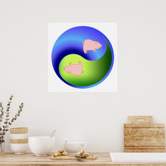 Pig Yin Yang Poster (Keuken)