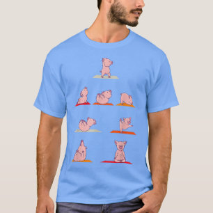 Pig Yoga Poses Funny Streching Pigs Meditation T-shirt