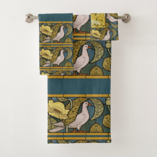 Pigeon Blue Yellow Fish Art Nouveau