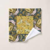 Pigeon Blue Yellow Fish Art Nouveau (Gant de toilette)